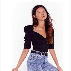 Nasty Gal black puff sleeve